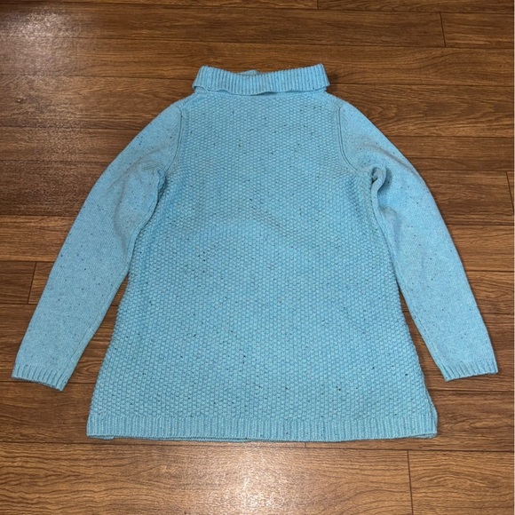 Women’s size small Talbots robins egg blue sweater with speckles, cowl neck new - Picture 7 of 10
